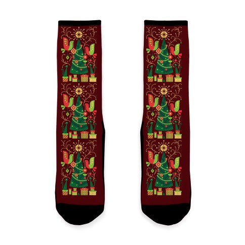 Vintage Christmas Tree Decorating Socks